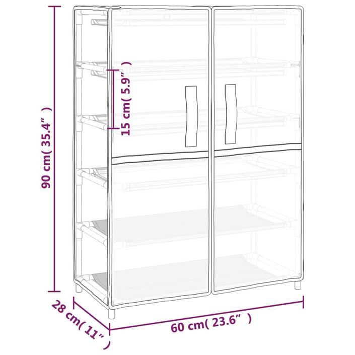 Armoire à chaussures Crème 60x28x90 cm Tissu - Photo n°8