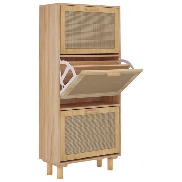 Armoire à chaussures en bois er rotin Viba L 52 x H 115 cm - Style tendance - Photo n°1