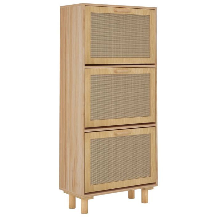 Armoire à chaussures en bois er rotin Viba L 52 x H 115 cm - Style tendance - Photo n°3