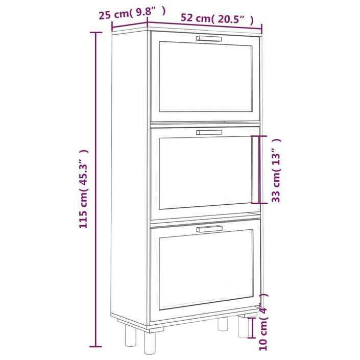 Armoire à chaussures en bois er rotin Viba L 52 x H 115 cm - Style tendance - Photo n°5