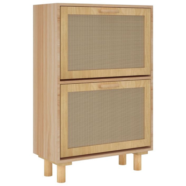 Armoire à chaussures en bois er rotin Viba L 52 x H 80 cm - Style tendance - Photo n°2