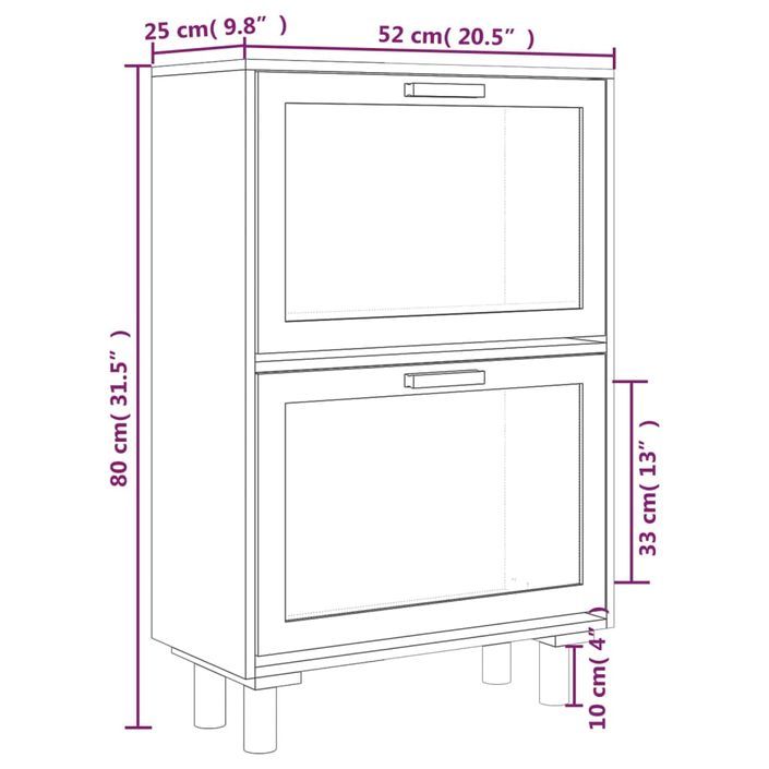 Armoire à chaussures en bois er rotin Viba L 52 x H 80 cm - Style tendance - Photo n°8