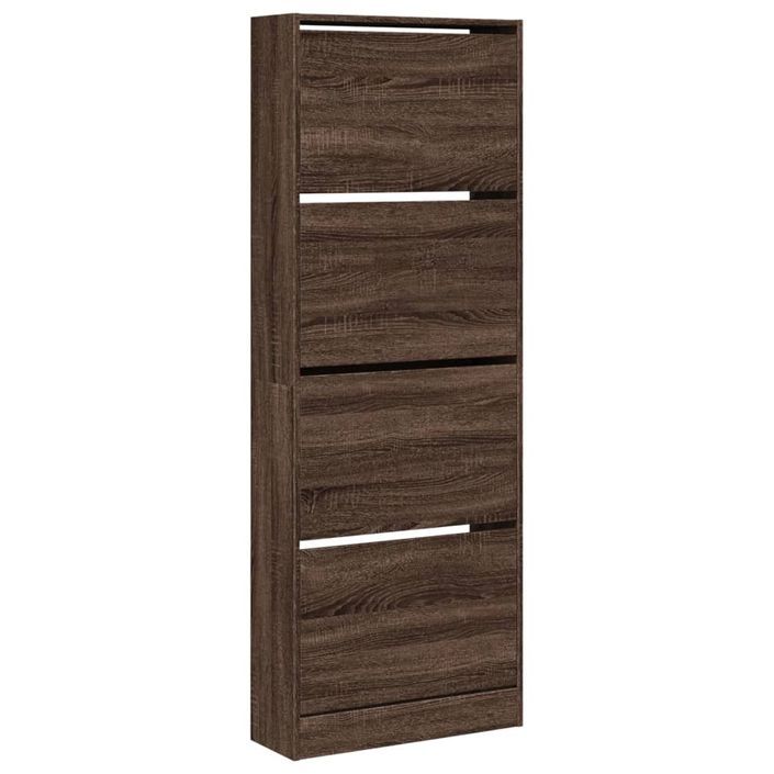 Armoire à chaussures en bois Livio L 60 x H 163 cm – 4 portes rabattables - Photo n°4