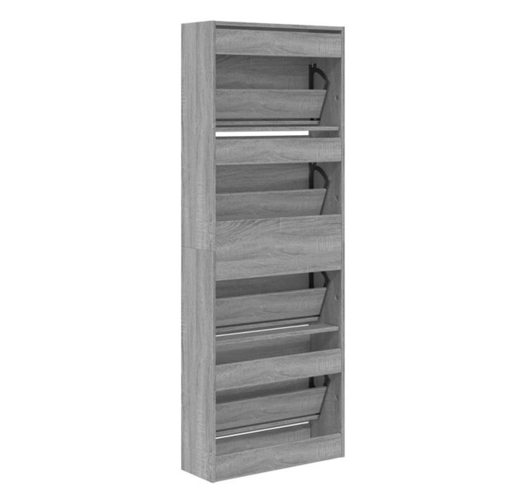 Armoire à chaussures en bois Livio L 60 x H 163 cm – 4 portes rabattables - Photo n°10