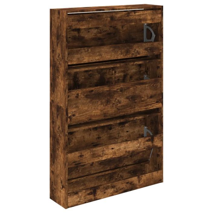 Armoire à chaussures en bois Livio L 80 x H 125 cm – 3 portes rabattables - Photo n°6