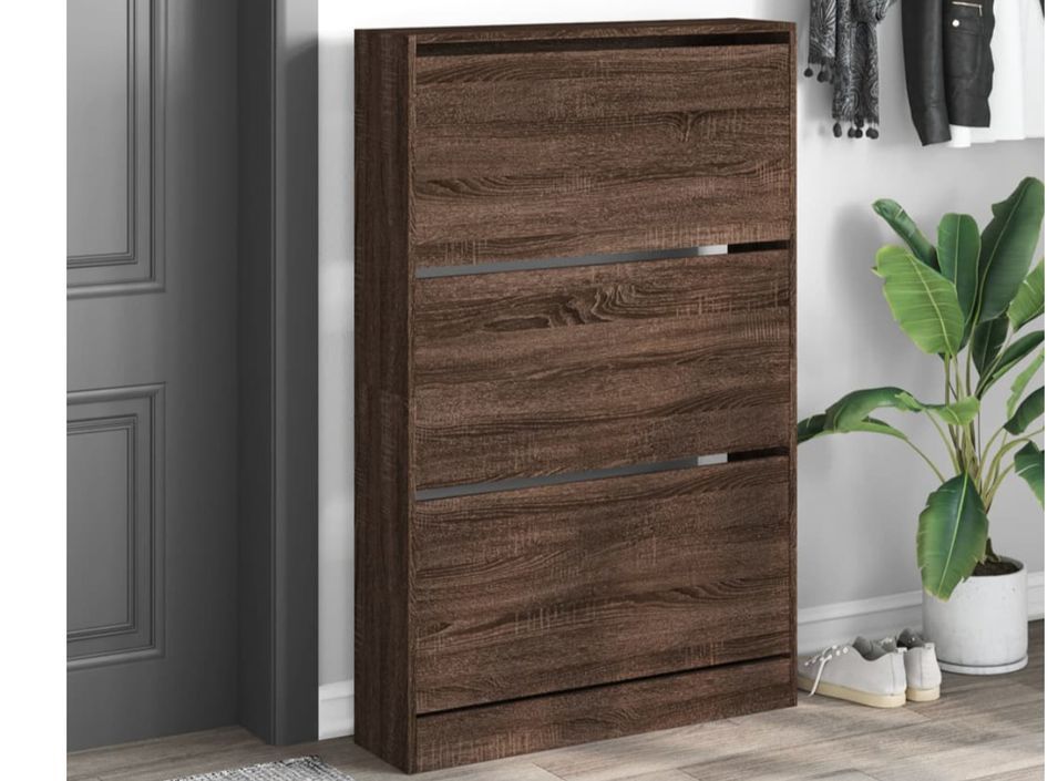 Armoire à chaussures en bois Livio L 80 x H 125 cm – 3 portes rabattables - Photo n°10