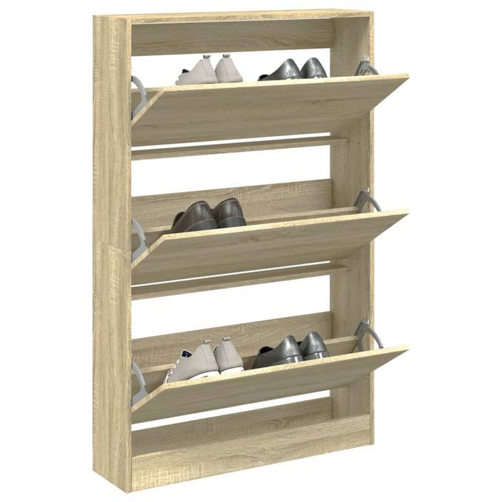 Armoire à chaussures en bois Livio L 80 x H 125 cm – 3 portes rabattables - Photo n°1