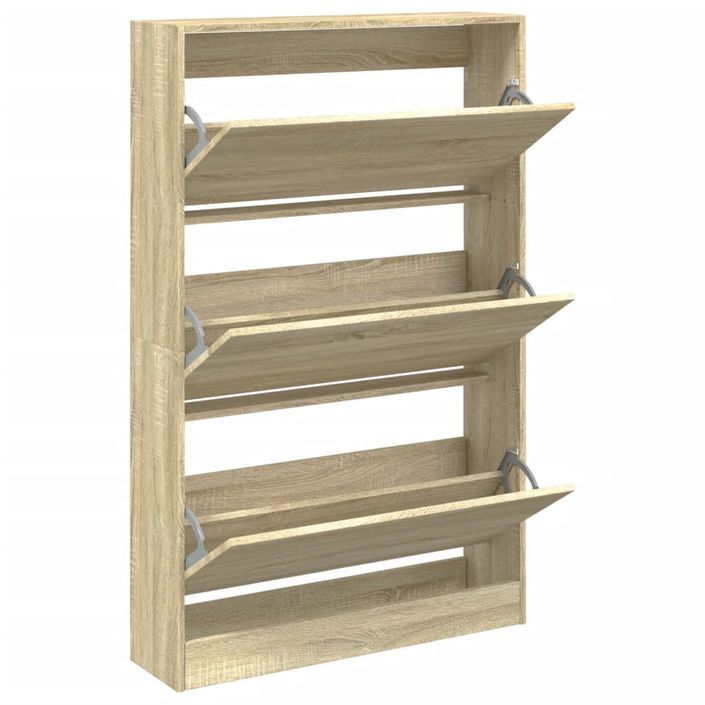 Armoire à chaussures en bois Livio L 80 x H 125 cm – 3 portes rabattables - Photo n°2