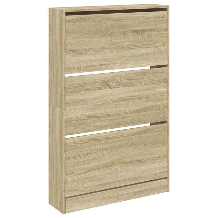 Armoire à chaussures en bois Livio L 80 x H 125 cm – 3 portes rabattables - Photo n°4