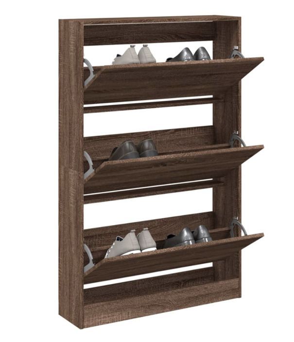 Armoire à chaussures en bois Livio L 80 x H 125 cm – 3 portes rabattables - Photo n°10