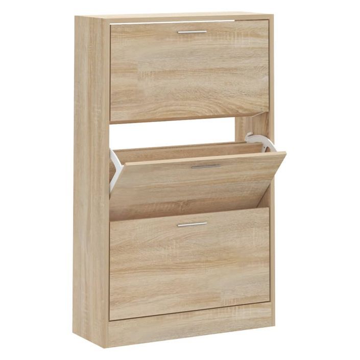 Armoire à chaussures en bois Puerto L 63 x H 103 x P 24 cm – 3 portes rabattables - Photo n°1