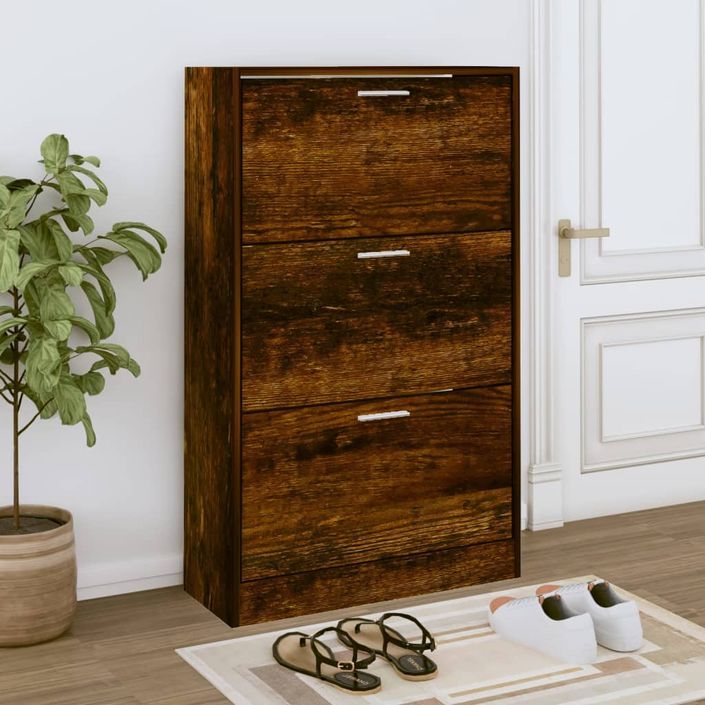 Armoire à chaussures en bois Puerto L 63 x H 103 x P 24 cm – 3 portes rabattables - Photo n°2