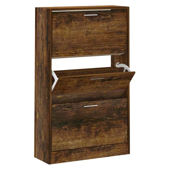 Armoire à chaussures en bois Puerto L 63 x H 103 x P 24 cm – 3 portes rabattables - Photo n°1