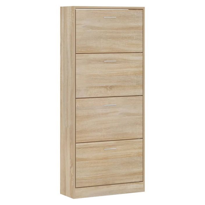 Armoire à chaussures en bois Puerto L 63 x H 147 x P 24 cm – 4 portes rabattables - Photo n°2