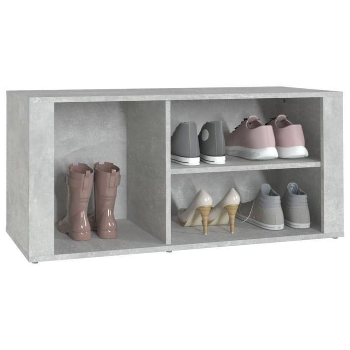 Armoire à chaussures Gris béton 100x35x45 cm Bois d'ingénierie - Photo n°4