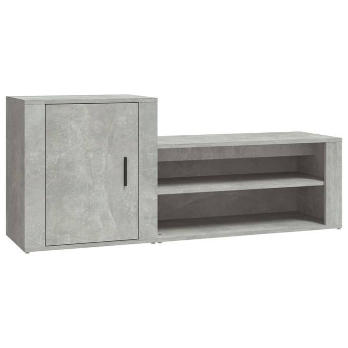 Armoire à chaussures Gris béton 130x35x54 cm Bois d'ingénierie - Photo n°2