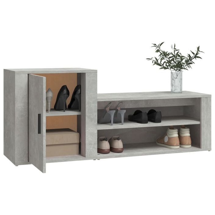 Armoire à chaussures Gris béton 130x35x54 cm Bois d'ingénierie - Photo n°4