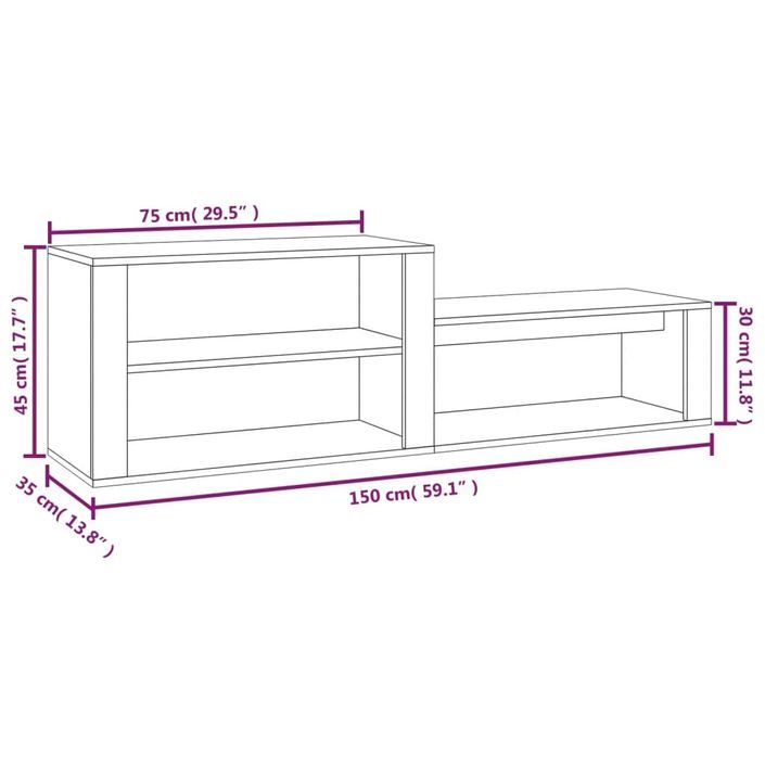 Armoire à chaussures Gris béton 150x35x45 cm Bois d'ingénierie - Photo n°9