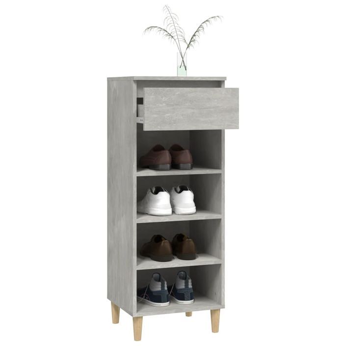 Armoire à chaussures Gris béton 40x36x105 cm Bois d'ingénierie - Photo n°7