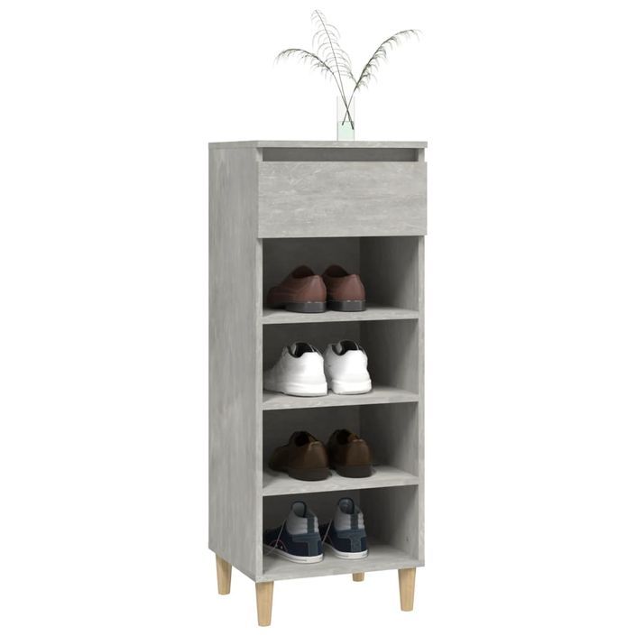 Armoire à chaussures Gris béton 40x36x105 cm Bois d'ingénierie - Photo n°8