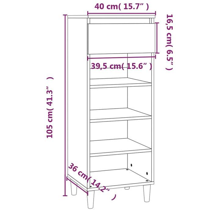 Armoire à chaussures Gris béton 40x36x105 cm Bois d'ingénierie - Photo n°10