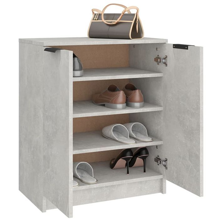 Armoire à chaussures Gris béton 59x35x70 cm Bois d'ingénierie - Photo n°8