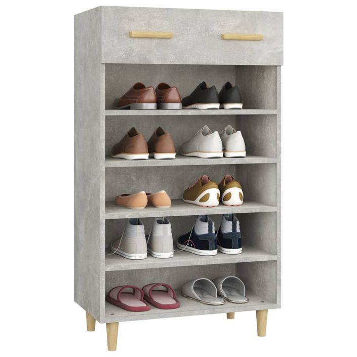 Armoire à chaussures Gris béton 60x35x105 cm Bois d'ingénierie - Photo n°1