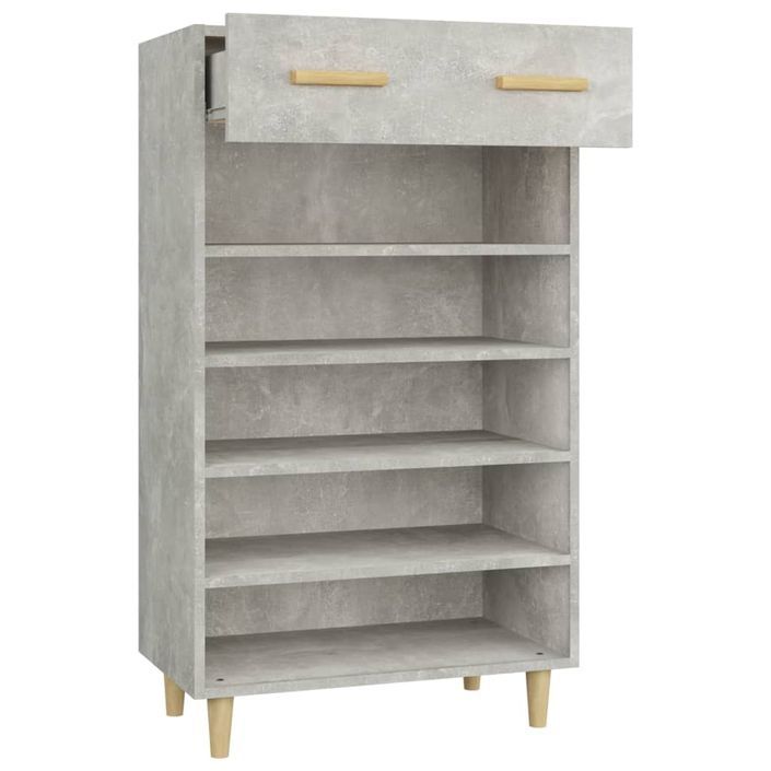 Armoire à chaussures Gris béton 60x35x105 cm Bois d'ingénierie - Photo n°5