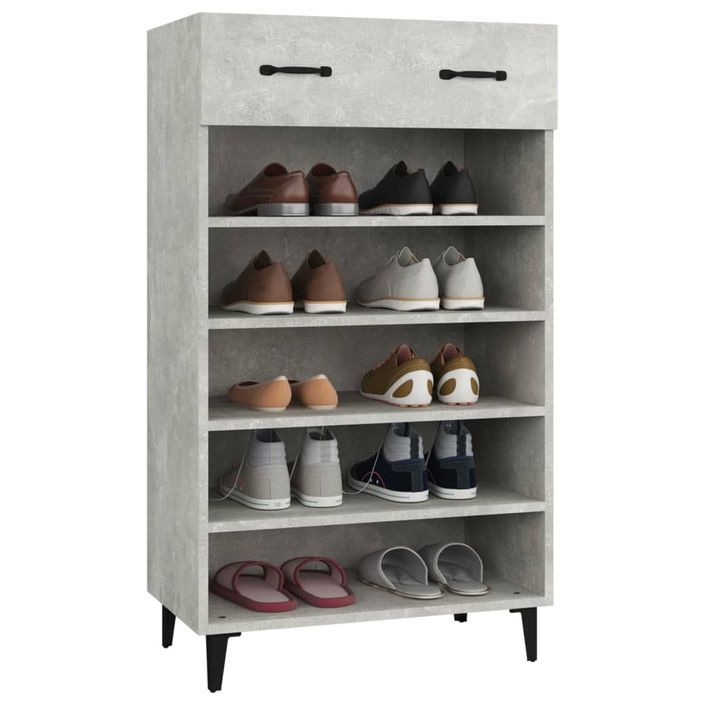 Armoire à chaussures Gris béton 60x35x105 cm Bois d'ingénierie - Photo n°1