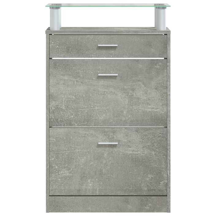 Armoire à chaussures Gris béton 63x24x104 cm Bois d'ingénierie - Photo n°6