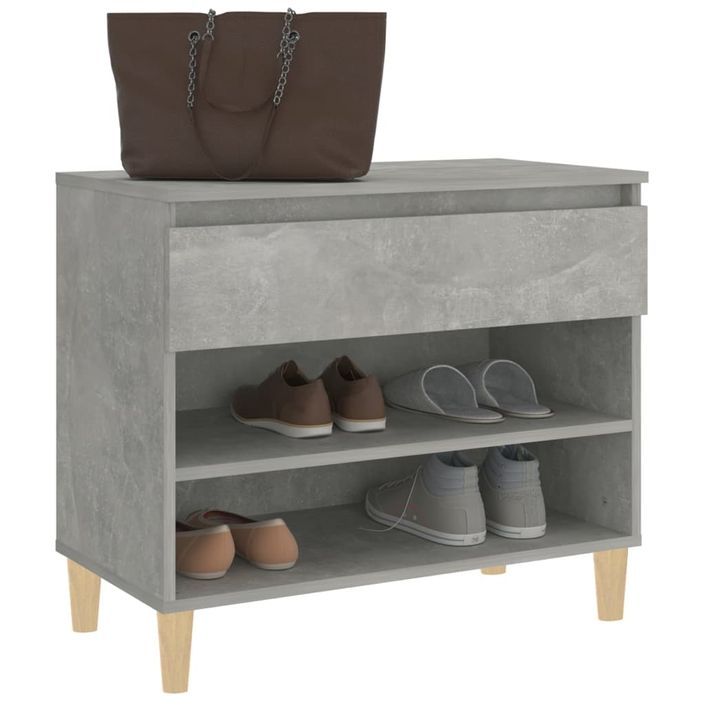 Armoire à chaussures Gris béton 70x36x60 cm Bois d'ingénierie - Photo n°4