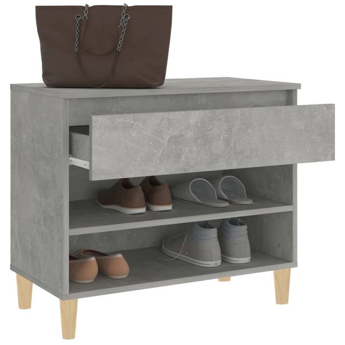 Armoire à chaussures Gris béton 70x36x60 cm Bois d'ingénierie - Photo n°5