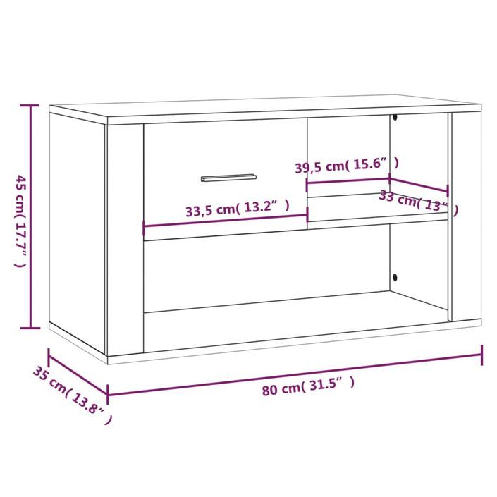 Armoire à chaussures Gris béton 80x35x45 cm Bois d'ingénierie - Photo n°9