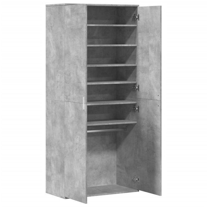 Armoire à chaussures Gris béton 80x39x178 cm Bois d'ingénierie - Photo n°7