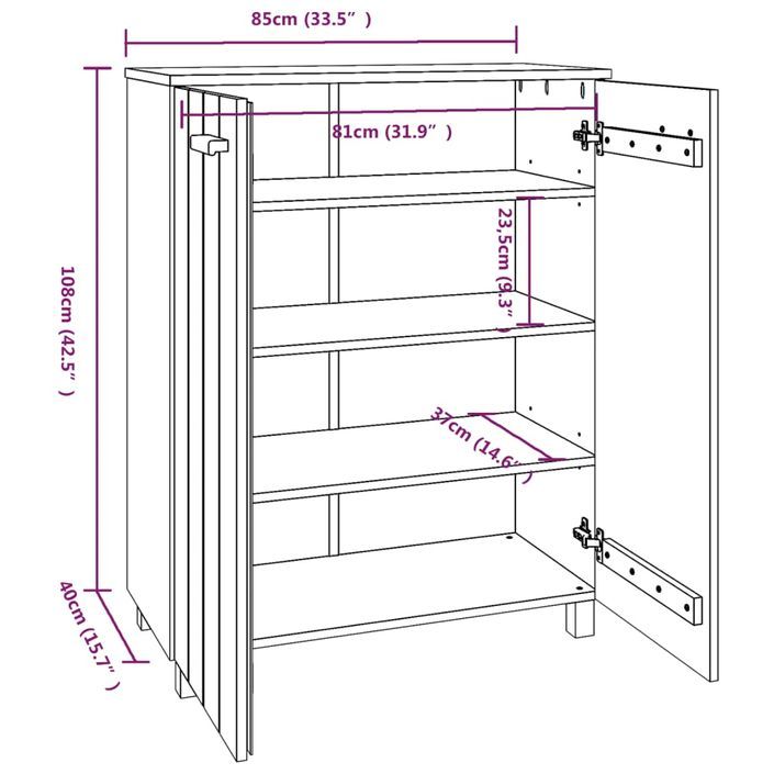 Armoire à chaussures HAMAR Blanc 85x40x108 cm Bois de pin - Photo n°9