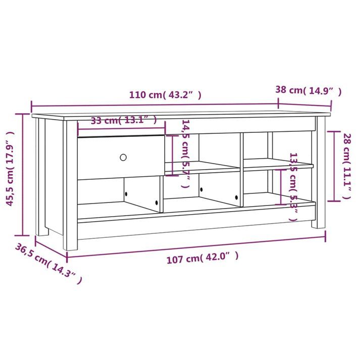 Armoire à chaussures Marron miel 110x38x45,5 cm Bois pin massif - Photo n°8