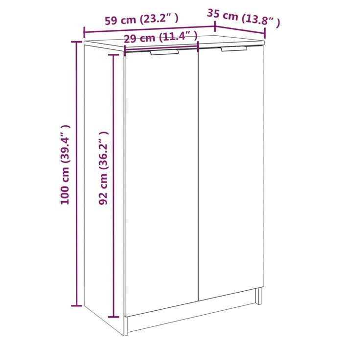 Armoire à chaussures multifonction avec petite penderie L 59 x P 35 x H 100 cm - Simplicité et Solidité - Photo n°12