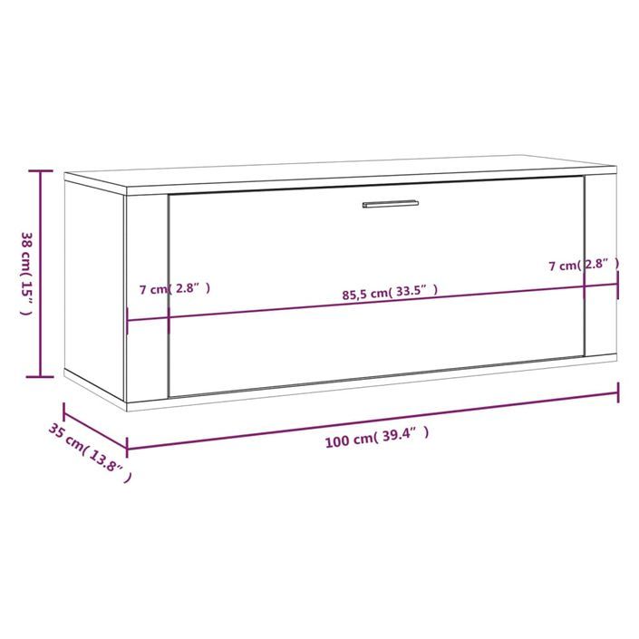 Armoire à chaussures murale en bois Luiza L 100 x H 38 x P 35 cm – Élégance et fonctionnalité - Photo n°7