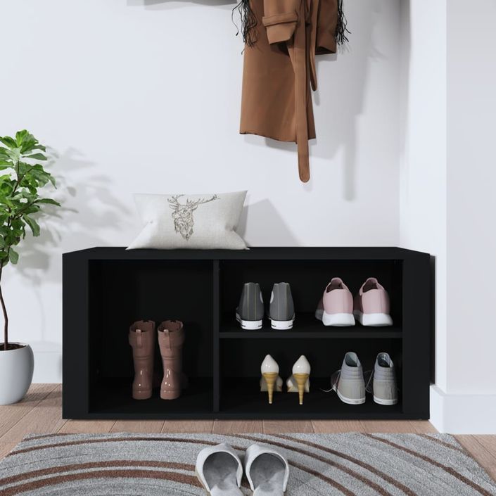 Armoire à chaussures Noir 100x35x45 cm Bois d'ingénierie - Photo n°3