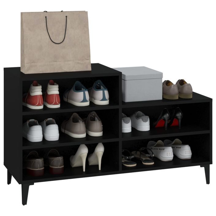 Armoire à chaussures Noir 102x36x60 cm Bois d'ingénierie - Photo n°7