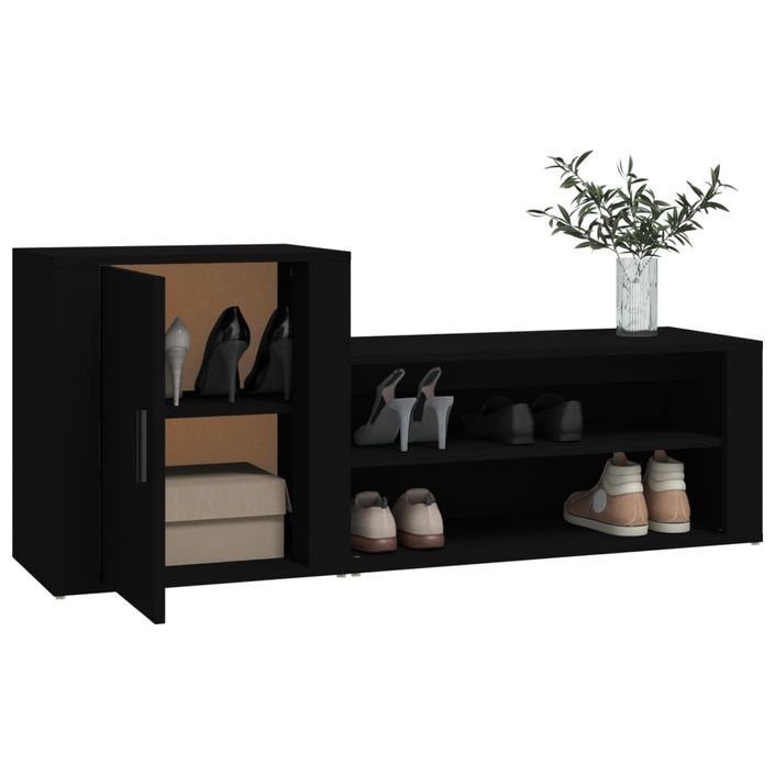 Armoire à chaussures Noir 130x35x54 cm Bois d'ingénierie - Photo n°4