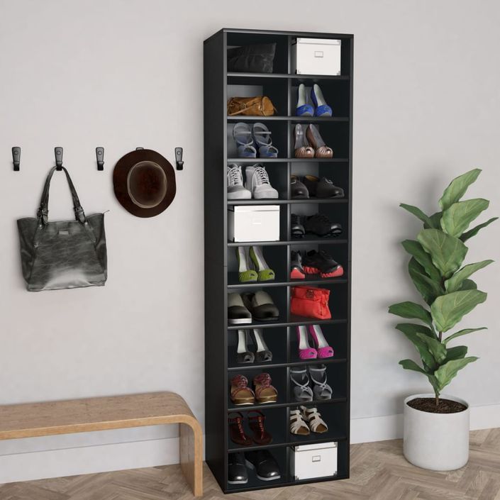 Armoire à chaussures Noir 54 x 34 x 183 cm - Photo n°1