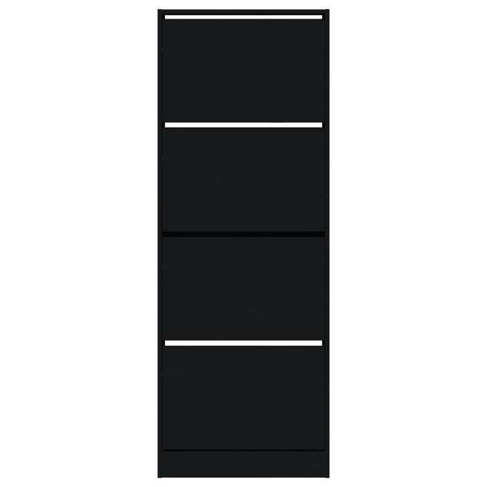 Armoire à chaussures noir 60x21x163,5 cm bois d'ingénierie - Photo n°5