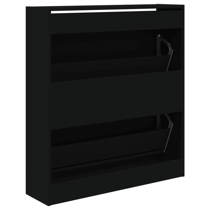 Armoire à chaussures noir 80x21x87,5 cm bois d'ingénierie - Photo n°7