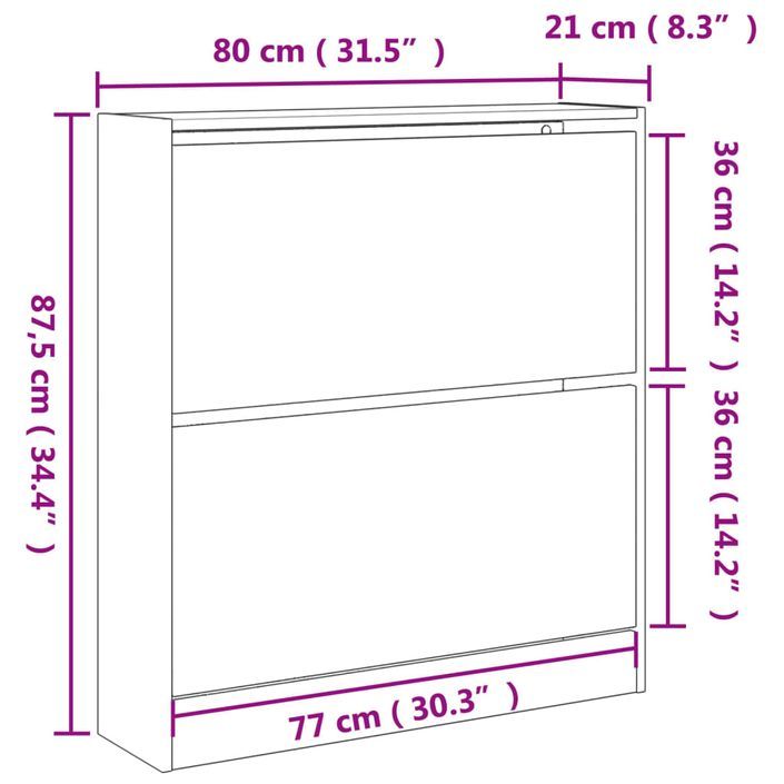 Armoire à chaussures noir 80x21x87,5 cm bois d'ingénierie - Photo n°9