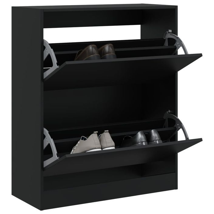 Armoire à chaussures noir 80x34x96,5 cm bois d'ingénierie - Photo n°1