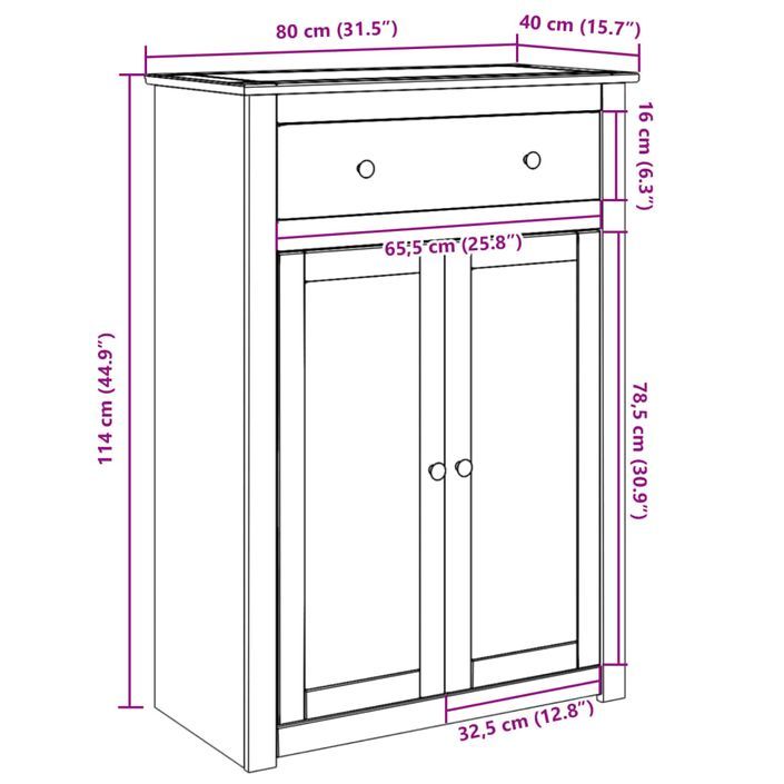 Armoire à chaussures Panama 80x40x114 cm bois de pin massif - Photo n°9