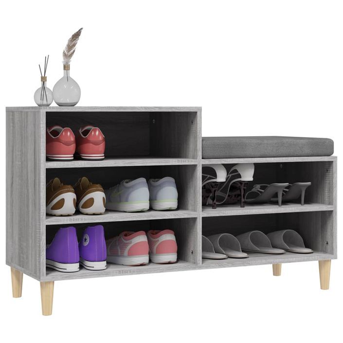 Armoire à chaussures Sonoma gris 102x36x60 cm Bois d'ingénierie - Photo n°4