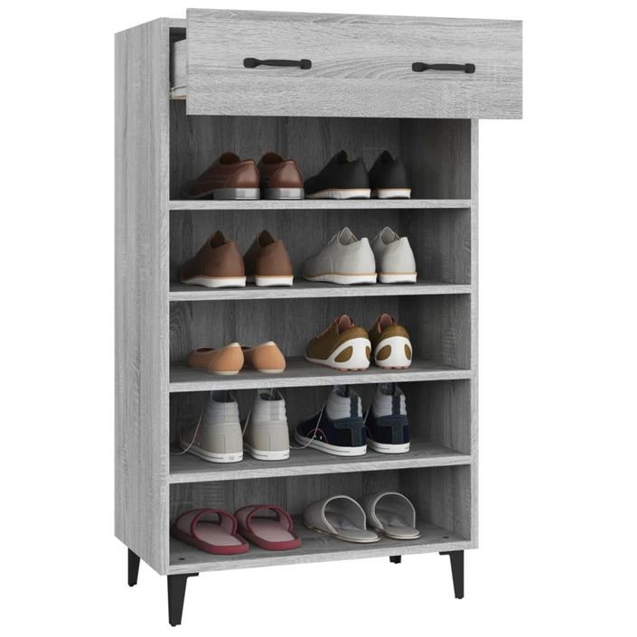 Armoire à chaussures Sonoma gris 60x35x105 cm Bois d'ingénierie - Photo n°3