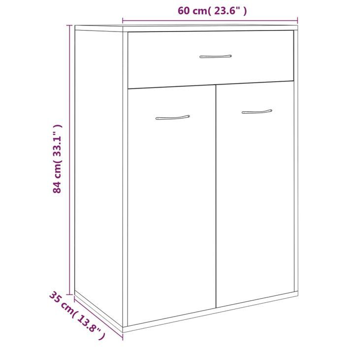 Armoire à chaussures Sonoma gris 60x35x84 cm Bois d'ingénierie - Photo n°9